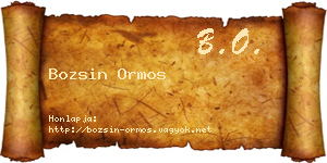 Bozsin Ormos névjegykártya